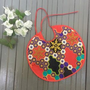 African wax print baby bib red snowflake print